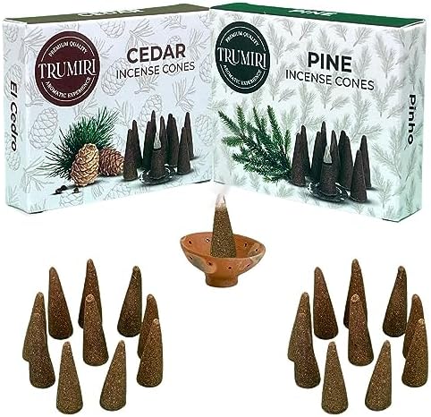 TRUMIRI Incense Cones - 20 Pack 10 Cedar 10 Pine