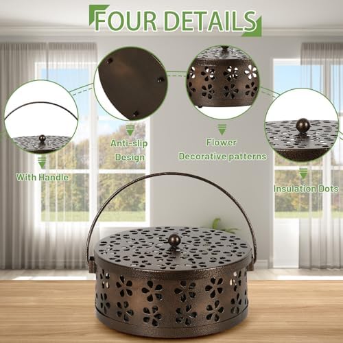 Portable Iron Mosquito Coil Holder with Handle