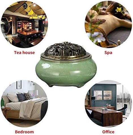 Miupoo Brass Incense Holder Ceramic Censer with Stand
