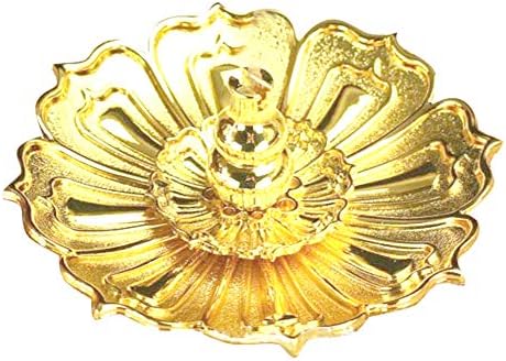 BORDSTRACT Mini Incense Holder Gold Copper Alloy Lotus Shaped Burner