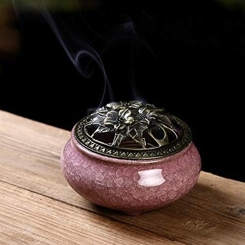 Violet Ceramic Incense Burner with Stick Holder