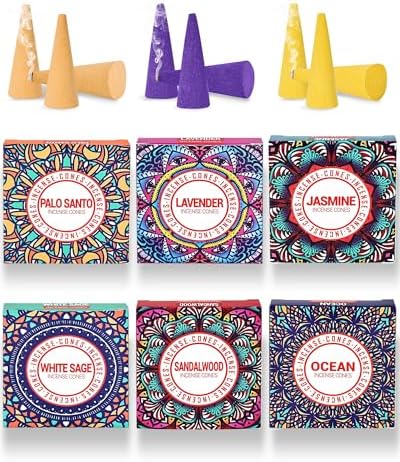 Incense Cones Set - Lavender Jasmine Sandalwood Palo Santo Rose White Sage
