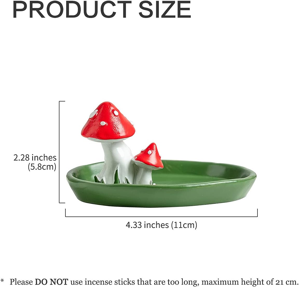 Cute Mushroom Incense Holder with 30 Sticks Natural Design Green