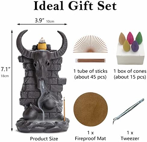 Cone Incense Holder Waterfall - Cool Smoke Backflowing Incense Burner Ceramic Fountain for Sticks and Cones