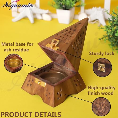 SIGNAMIO Wooden Incense Holder Dhoop Stand Pooja Room Decor