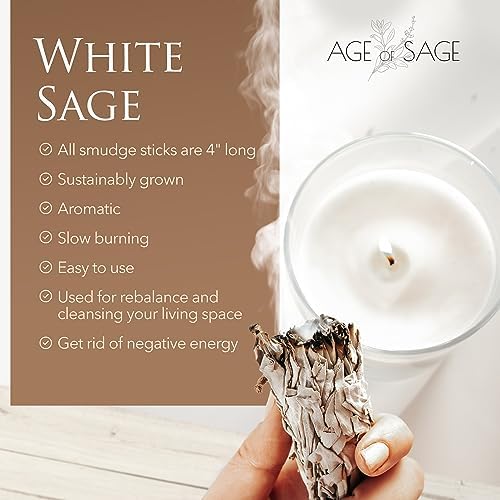 Age of Sage White Sage Smudge Sticks 3 Pack 4 Inch Long