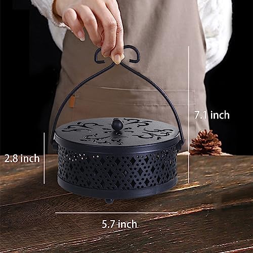 2 Pieces Mosquito Coil Holder Retro Portable Hanging Incense Burner with Handle Fireproof Holder for Home and Camping