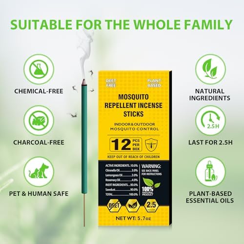BugBai Mosquito Repellent 12 Pack Incense Sticks