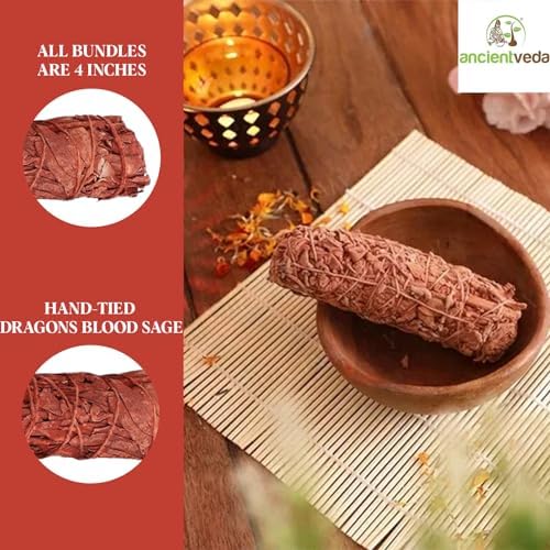 Ancientveda Soul Sticks 4 Inch Dragons Blood Sage 3 Pack with Guide