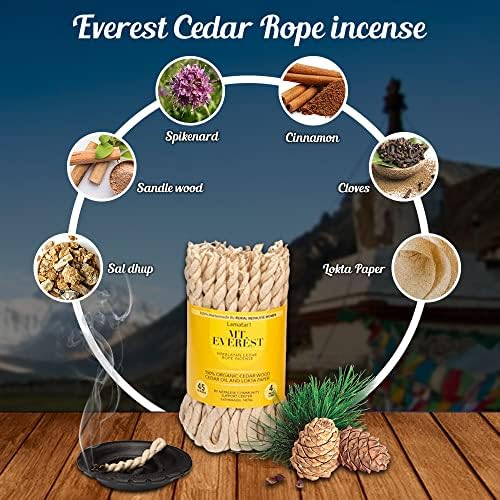 Himalayan Cedar Rope Incense Bundle 45 Ropes Natural Eco-Friendly