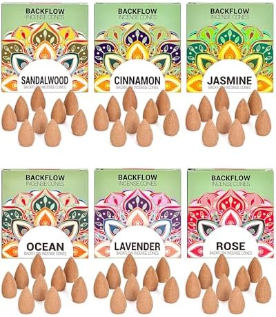 Backflow Incense Cones Variety Pack - 6 Mixed Scents