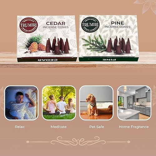 TRUMIRI Incense Cones - 20 Pack 10 Cedar 10 Pine