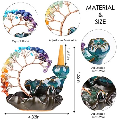 7 Chakras Crystal Tree Incense Burner with Waterfall Effect