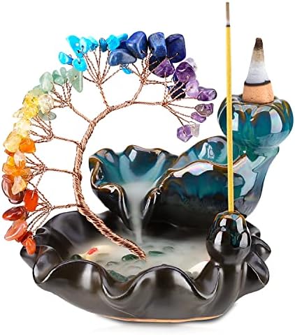 7 Chakras Crystal Tree Incense Burner with Waterfall Effect