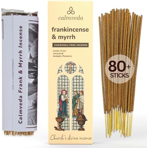Calmveda Frankincense and Myrrh Incense - 80 Sticks Charcoal Free
