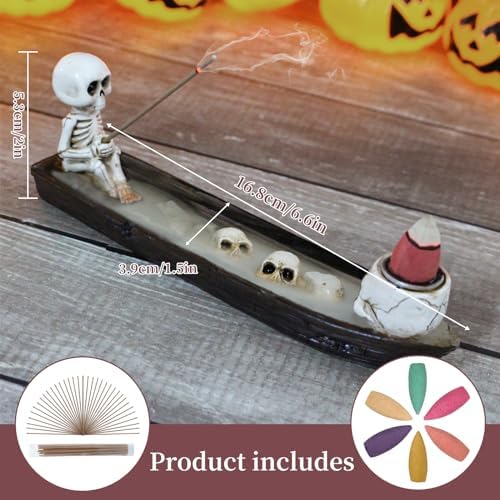 Gothic Skeleton Ship Incense Burner Holder