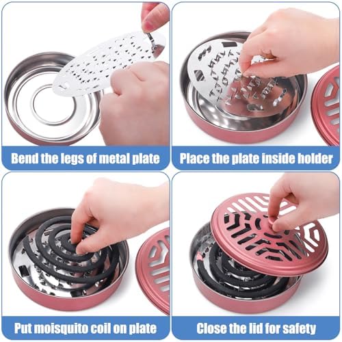 Elsjoy 8 Pack Mosquito Coil Holders Stainless Steel Portable Burners