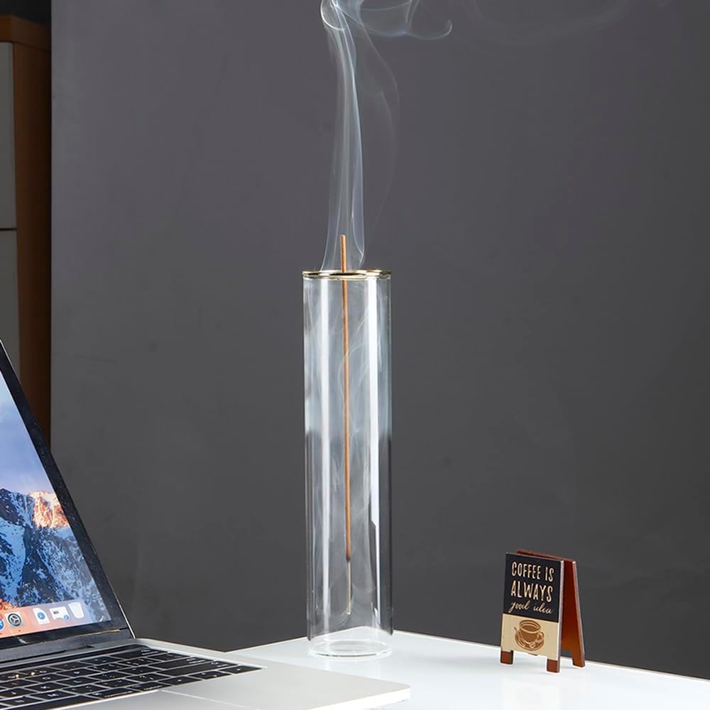Modern Glass Incense Holder for Sticks Anti-Ash Easy to Clean Round Design