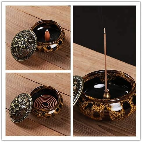 Ceramic Incense Burner with Stick Holder and Cone Compatibility