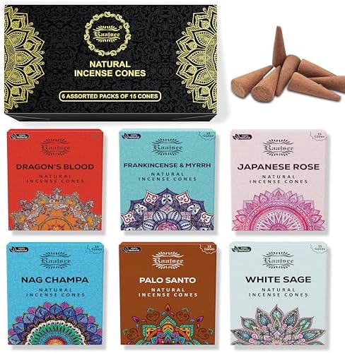 Raajsee Natural Incense Cones Variety Pack 6x15 1