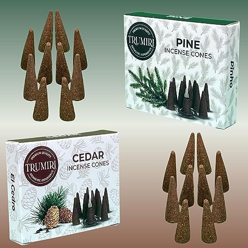 TRUMIRI Incense Cones - 20 Pack 10 Cedar 10 Pine