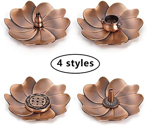 Sakura Flower Incense Holder Set 5Pcs Red Bronze