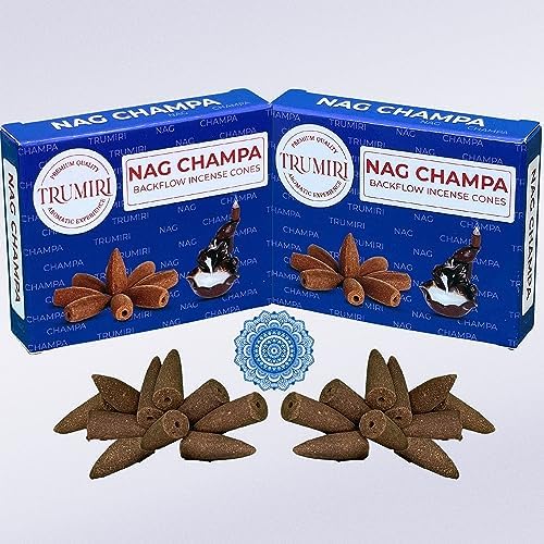 TRUMIRI Nag Champa Backflow Incense Cones - 20 Cone Dual Pack