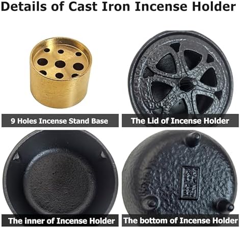 Small Cast Iron Incense Burner with Decorative Lid