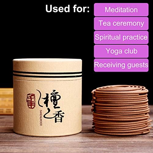 LZWIN Sandalwood Incense Coils 48 Pieces Natural Burner Aroma