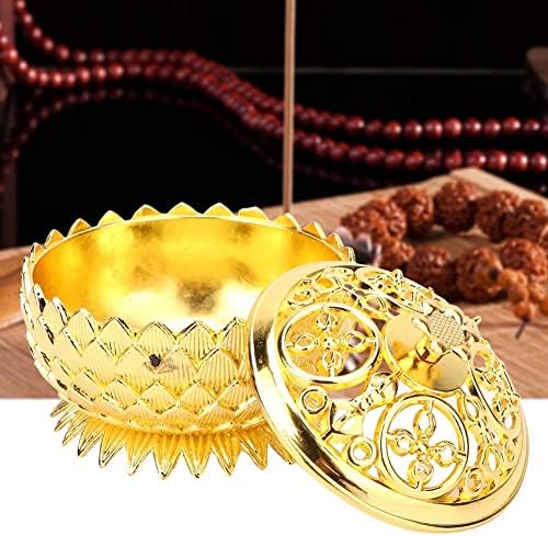Vintage Lotus Incense Holder Bowl - Gold Finish