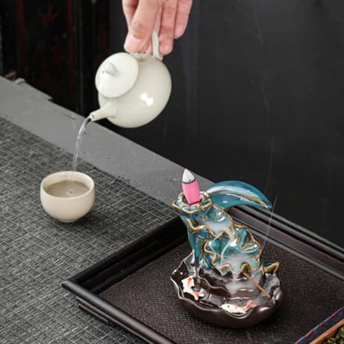 Reverse Flow Incense Burner with Blue Moon Design