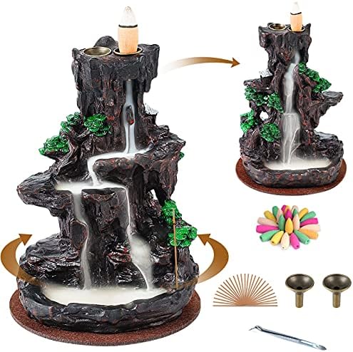 SPACEKEEPER Backflow Incense Burner with 2 Sides Waterfall Design