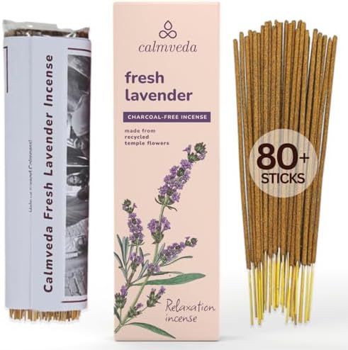 Calmveda Fresh Lavender Incense 80 Sticks Charcoal Free