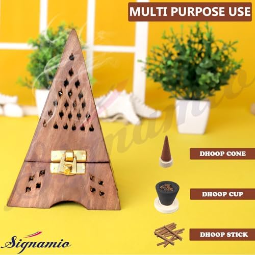SIGNAMIO Wooden Incense Holder Dhoop Stand Pooja Room Decor