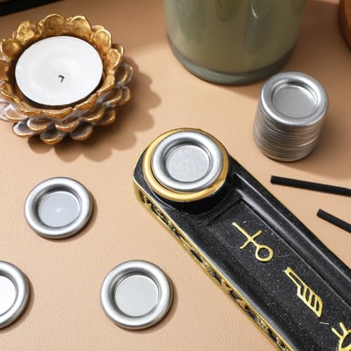 Luxshiny 50pcs Aluminum Incense Cone Tray Holder Decorative Burner Set