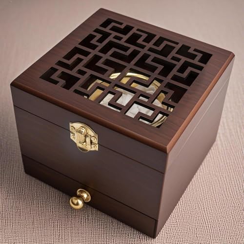 Nazareth Store Wood Incense Holder with Brass Inlays