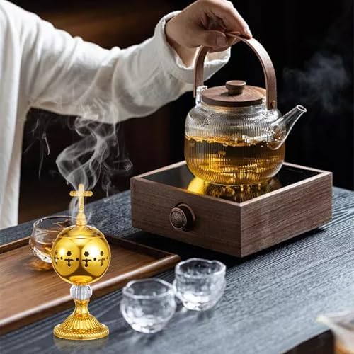Traditional Incense Burner - Gold Charcoal Censer with Clip