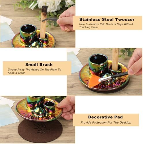 JUXYES 4 in 1 Ceramic Incense and Candle Holder