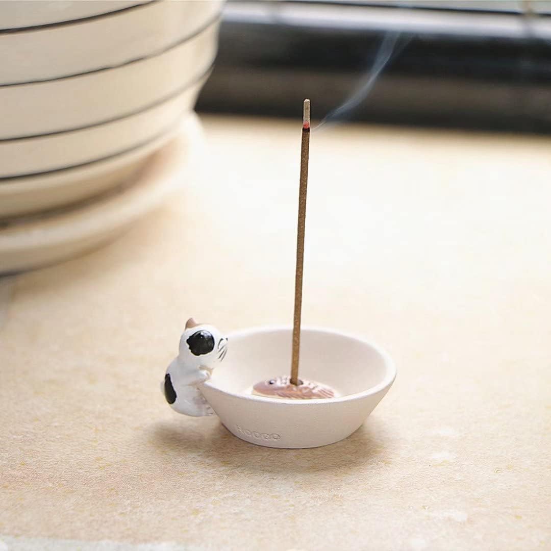 Newwe Mini Cat Incense Stick Holder Cute Animal Resin Burner