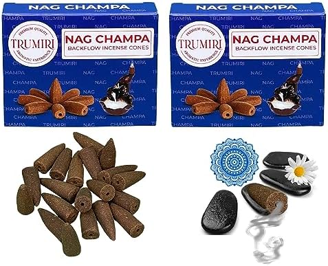 TRUMIRI Nag Champa Backflow Incense Cones - 20 Cone Dual Pack