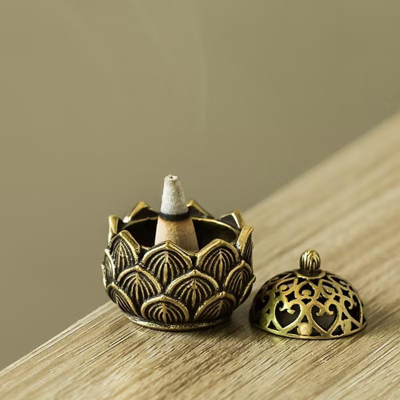 Gold Lotus Incense Burner for Home Fragrance
