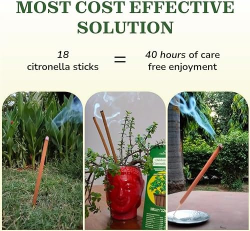 Calmveda Natural Citronella Incense Sticks 18 Sticks 40 Hrs Protection