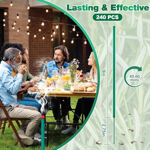 240 PCS Citronella Incense Sticks for Mosquito Repellent Indoor Outdoor