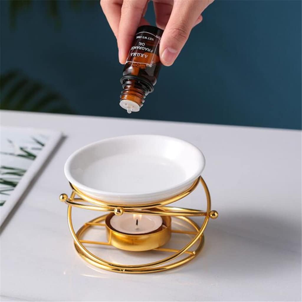 Creative Aroma Burner Oil Lamp Gold Black Ceramic Bowl
