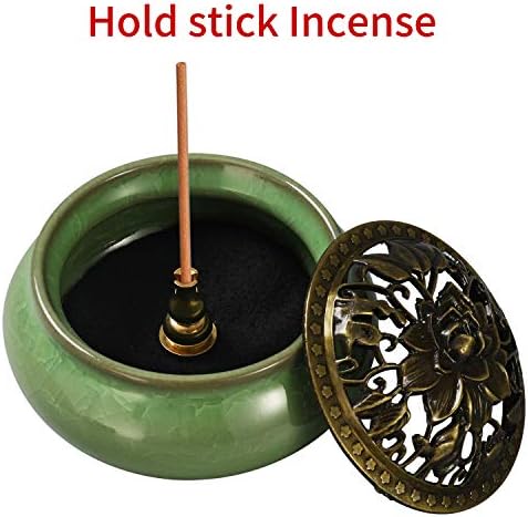 Miupoo Brass Incense Holder Ceramic Censer with Stand