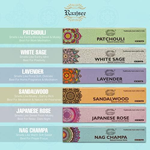 Raajsee Natural Incense Sticks 6 Pack Mixed Scents