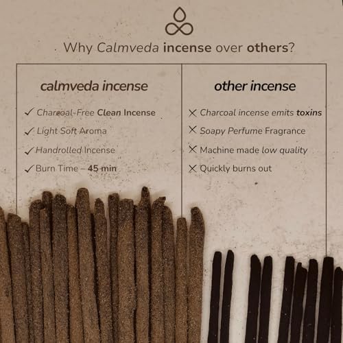 Calmveda Sandalwood Amber Incense Sticks - 40 Sticks 9 Inch Thick