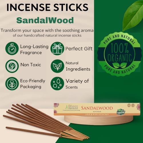 Bless Natural Sandalwood Incense Sticks 25 Sticks 14 OZ