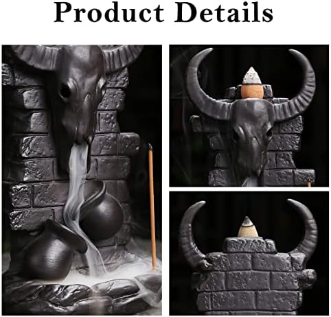 Cone Incense Holder Waterfall - Cool Smoke Backflowing Incense Burner Ceramic Fountain for Sticks and Cones