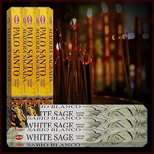 White Sage and Palo Santo Incense Sticks with Holder Bundle